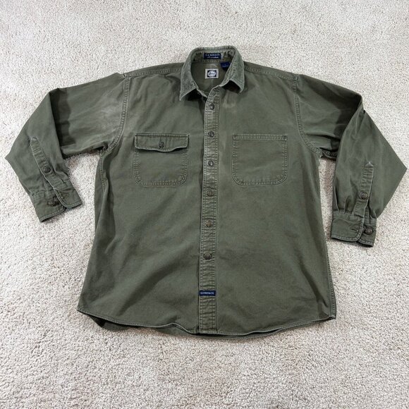 Vintage G.H. Bass & Co Mens Shirt S Denim Button Front Green Hunting Outdoors - Picture 1 of 16